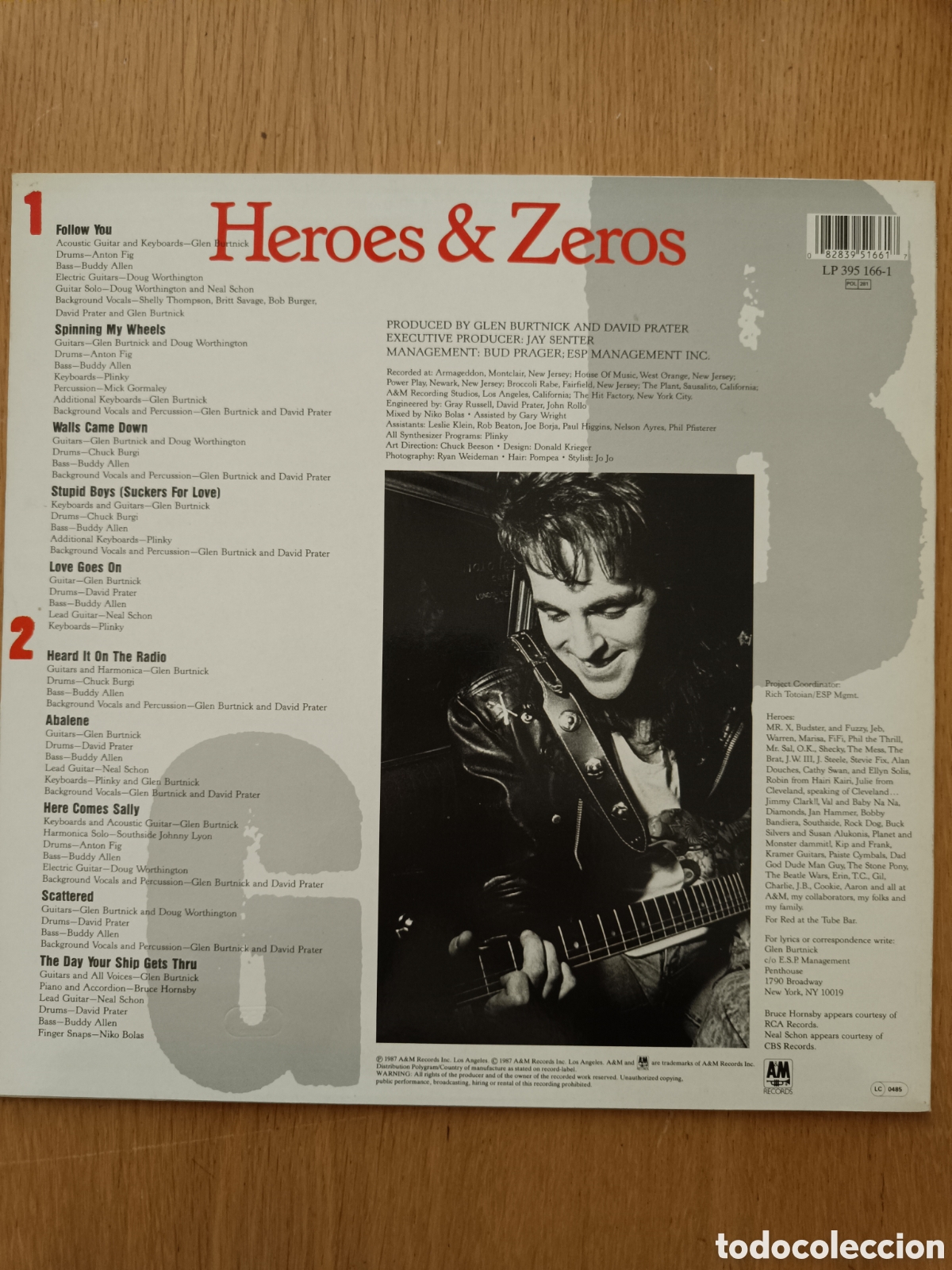 Discos de vinilo: Glen Burtnick LP H&eacute;roes & Zeros - Foto 2