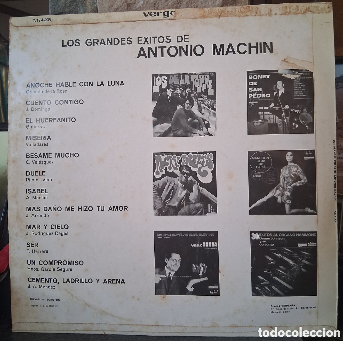 Discos de vinilo: LP- &rdquo;LOS GRANDES EXITOS DE ANTONIO MACHIN&rdquo; - Foto 2