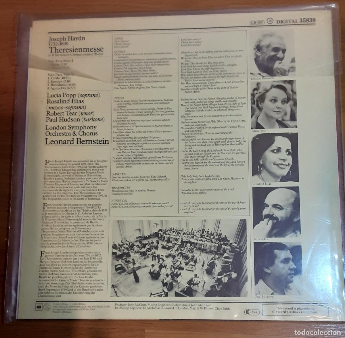Discos de vinilo: LP - HAYDN THERESIENMESSE BERNSTEIN - Foto 2