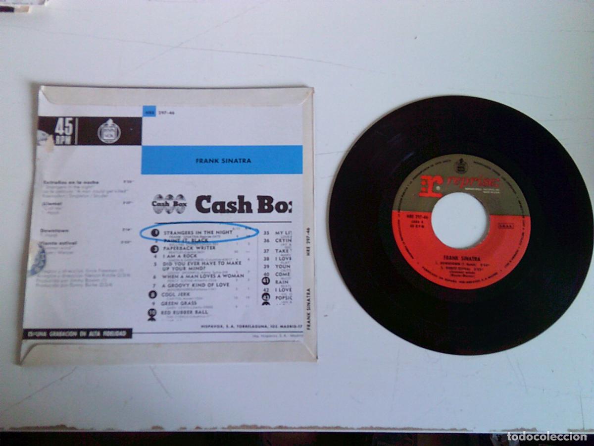 Discos de vinilo: Single Frank Sinatra extra&ntilde;os en la noche - Foto 2