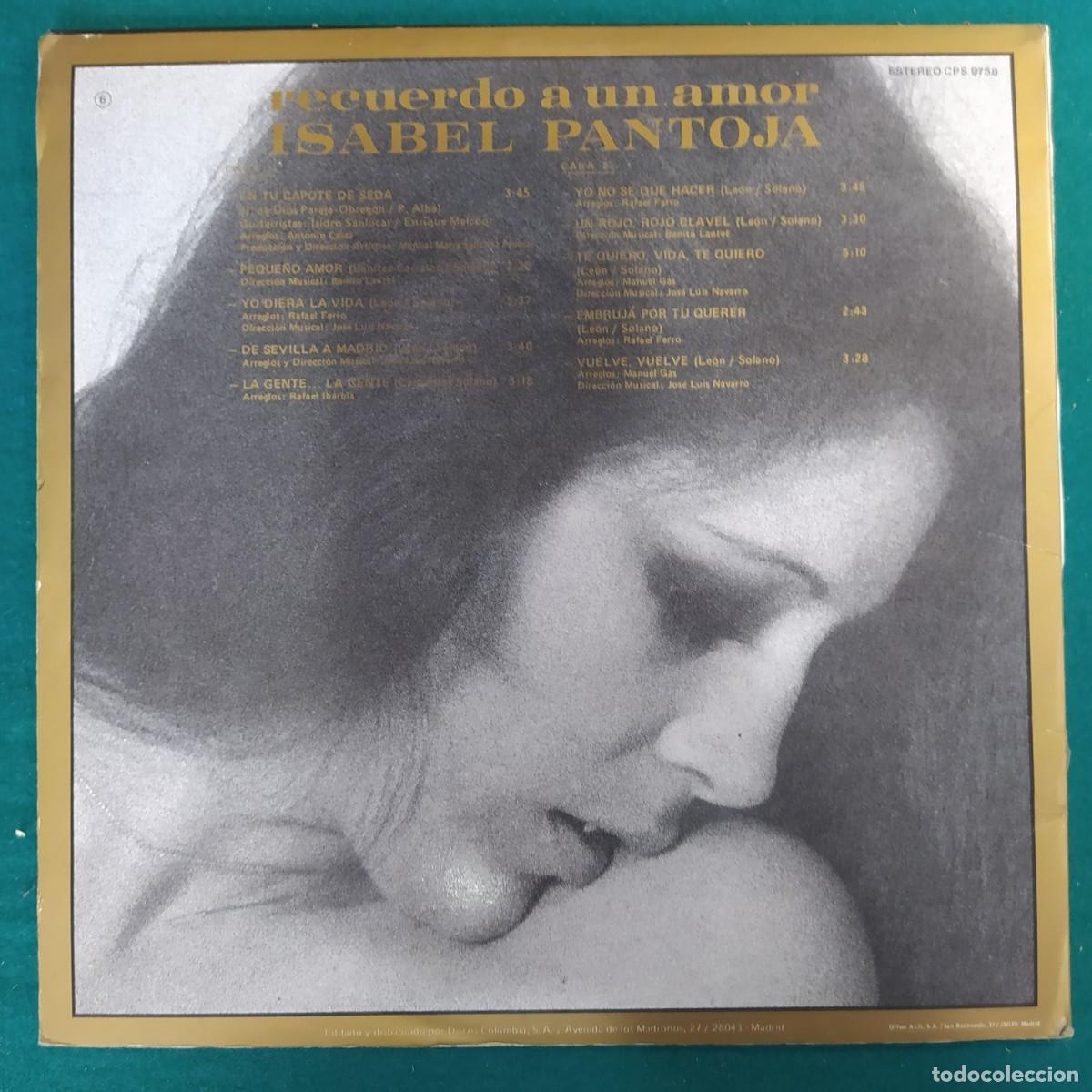 Discos de vinilo: Isabel Pantoja &ndash; Recuerdo A Un Amor - Foto 2