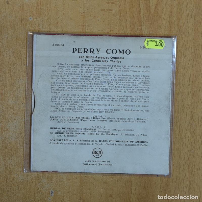 Discos de vinilo: PERRY COMO - PERRU COMO CON MITCHELL AYRES Y SU ORQUESTA - EP - Foto 2