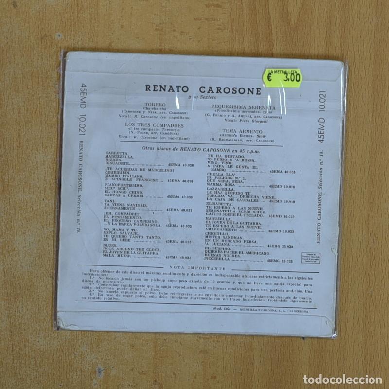 Discos de vinilo: CAROSONE Y SU SEXTETO - TORERO + 3 - EP - Foto 2