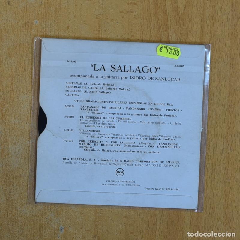 Discos de vinilo: LA SALLAGO - SERRANAS + 3 - EP - Foto 2