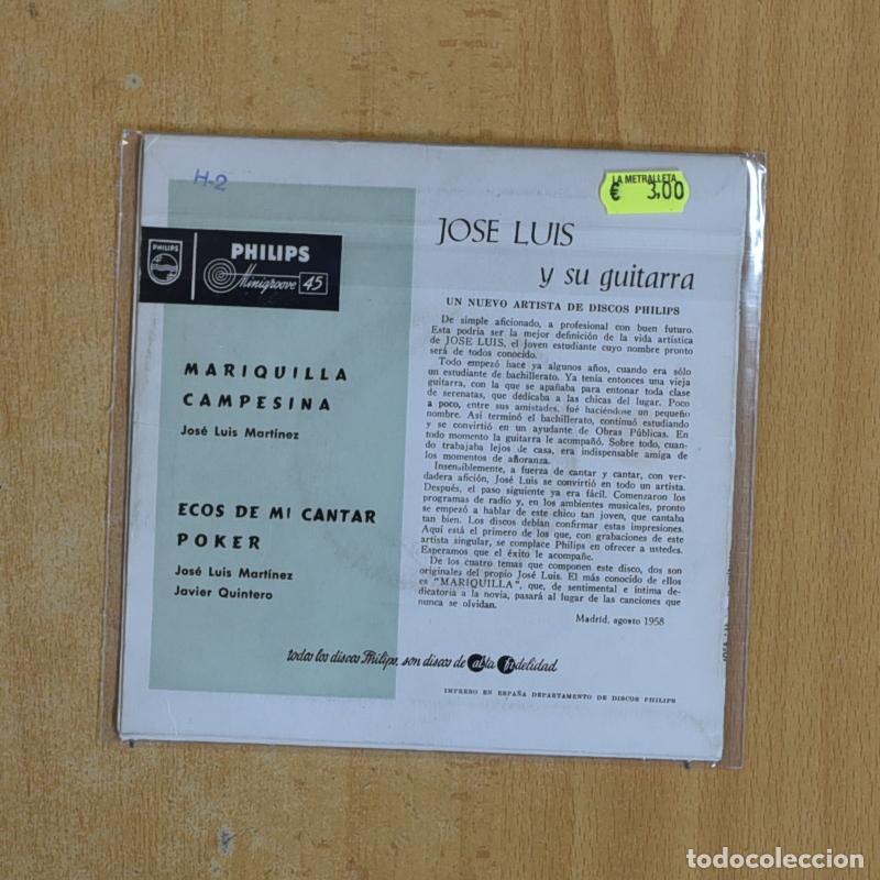 Discos de vinilo: JOSE LUIS - MARIQUILLA + 3 - EP - Foto 2