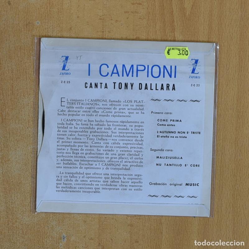 Discos de vinilo: TONY DALLARA - I CAMPIONI - EP - Foto 2