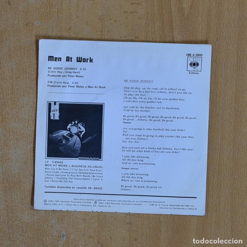 Discos de vinilo: MEN AT WORK - BE GOOD JOHNNY - SINGLE - Foto 2