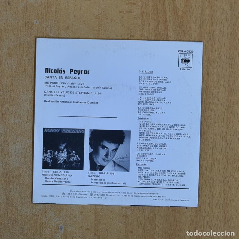 Discos de vinilo: NICOLAS PEYRAC - ME PIDIO - SINGLE - Foto 2