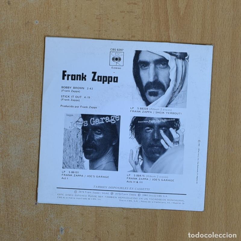 Discos de vinilo: FRANK ZAPPA - BOBBY BROWN - SINGLE - Foto 2
