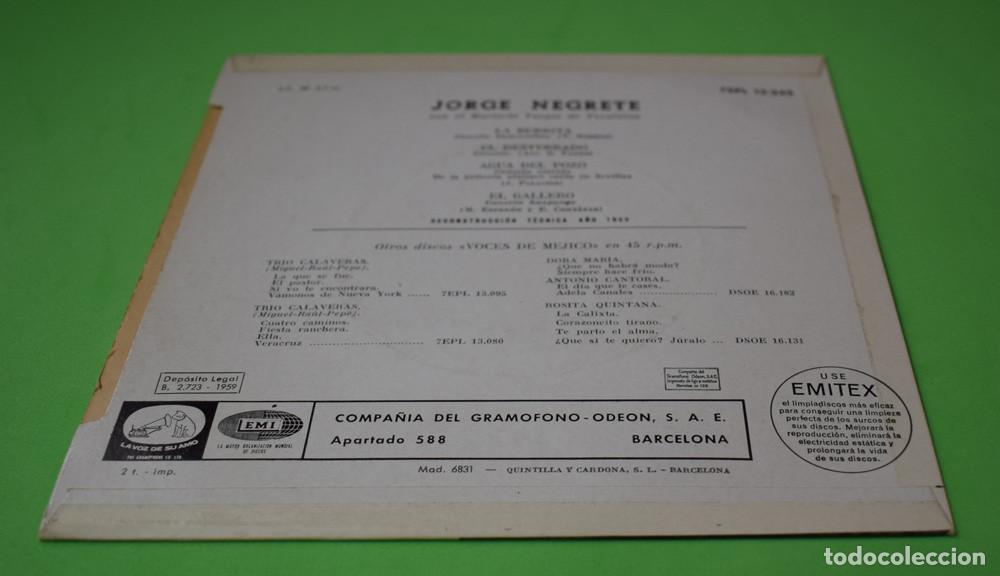 Discos de vinilo: JORGE NEGRETE - LA BURRITA - EP DE 1959 EXCELENTE ESTADO - Foto 3