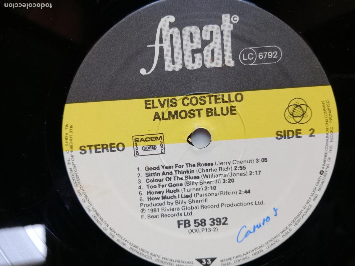 Discos de vinilo: Elvis Costello - almost blue - Foto 3