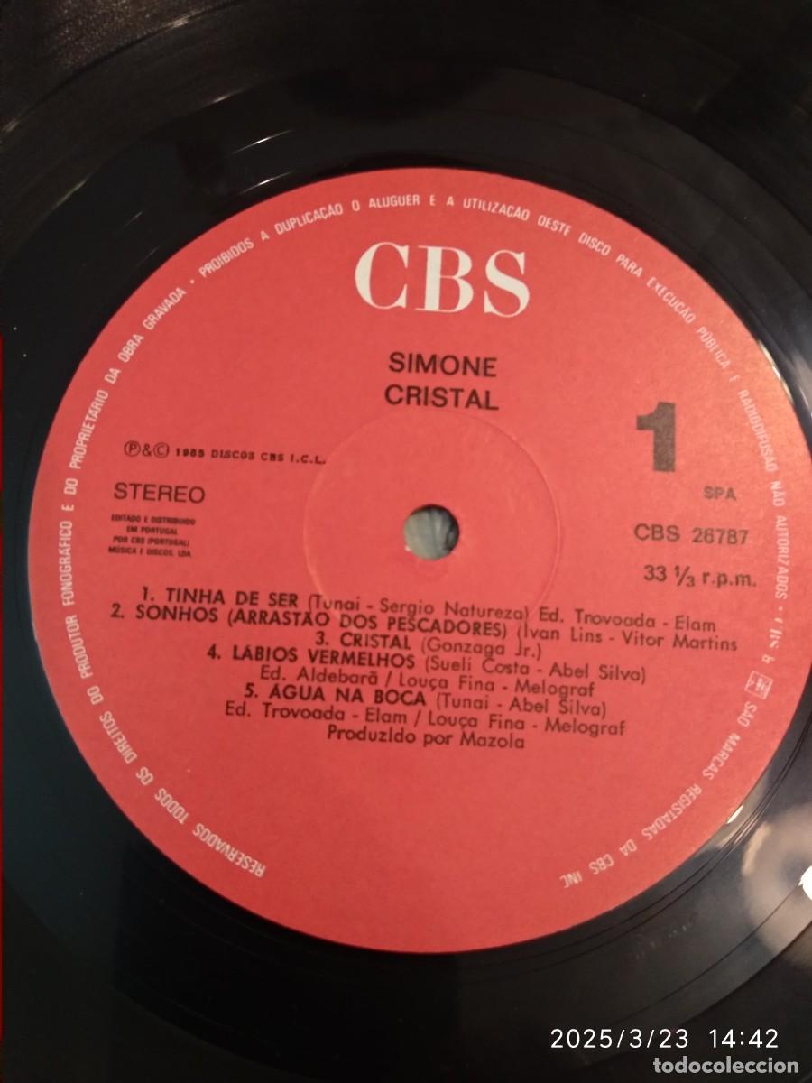 Discos de vinilo: SIMONE - CRISTAL CBS 1985 PORTUGAL. - Foto 2