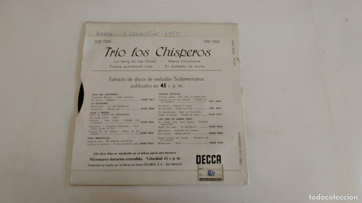 Discos de vinilo: TRIO LOS CHISPEROS-EP LA FERIA DE LAS FLORES +3 - Foto 2