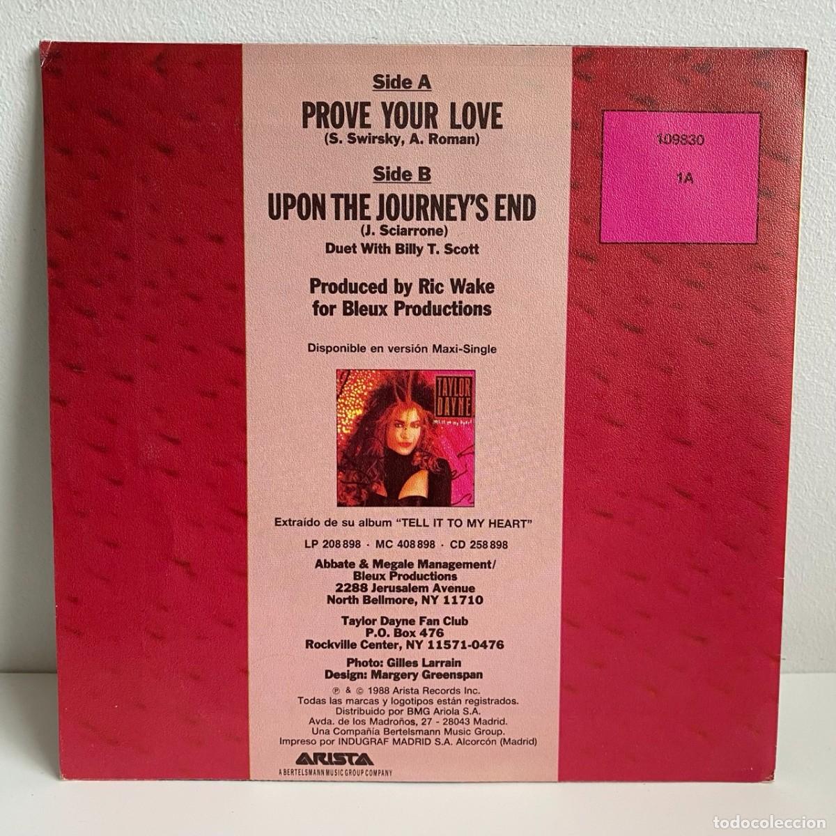 Discos de vinilo: Taylor Dayne - Prove Your Love (7, Single) - Foto 2