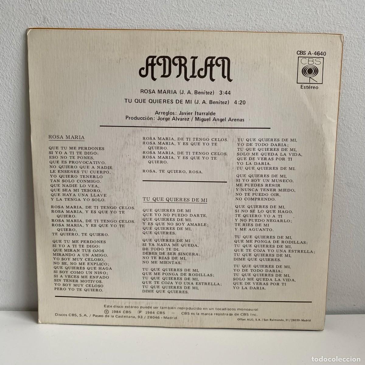 Discos de vinilo: Adrian - Rosa Maria (7) - Foto 2