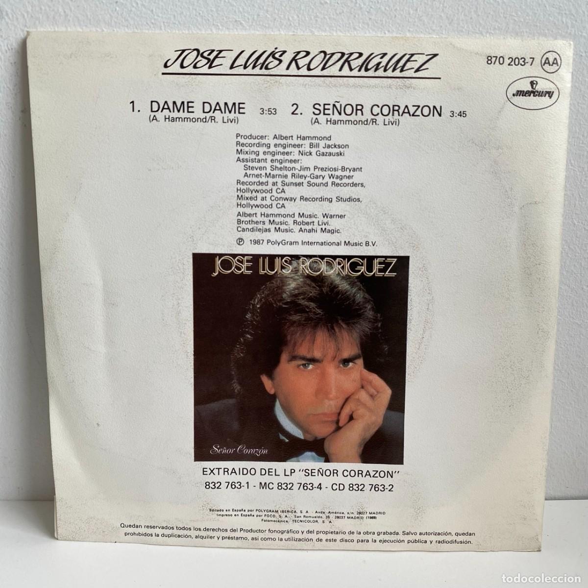 Discos de vinilo: Jos&eacute; Luis Rodr&iacute;guez - Dame Dame (7) - Foto 2