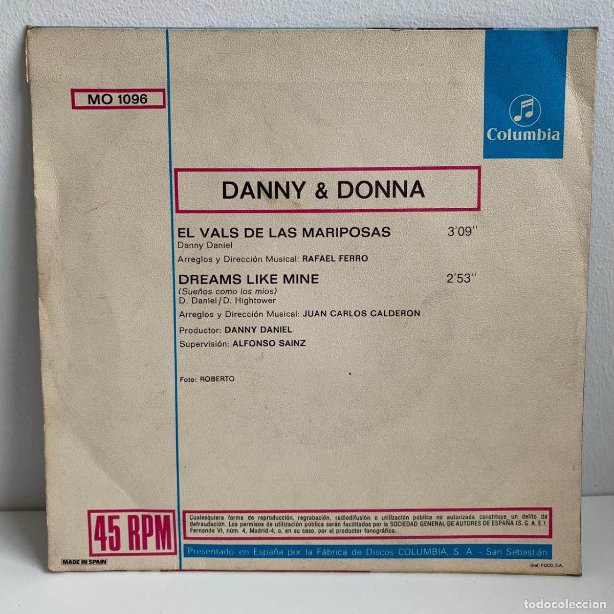 Discos de vinilo: Danny Daniel & Donna Hightower - El Vals De Las Mariposas / Dreams Like Mine (7, Single) - Foto 2