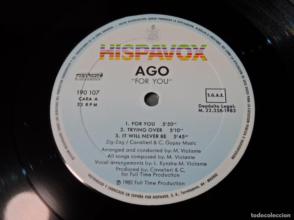 Discos de vinilo: Ago &lrm;&ndash; For You (SPAIN 1983) - Foto 3