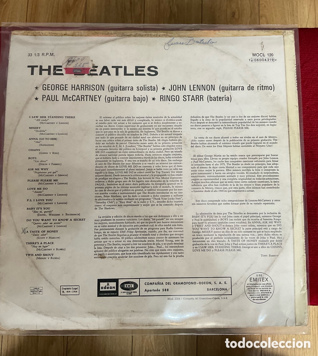 Discos de vinilo: The Beatles. Please Please me. Espa&ntilde;a. 1969 - Foto 2