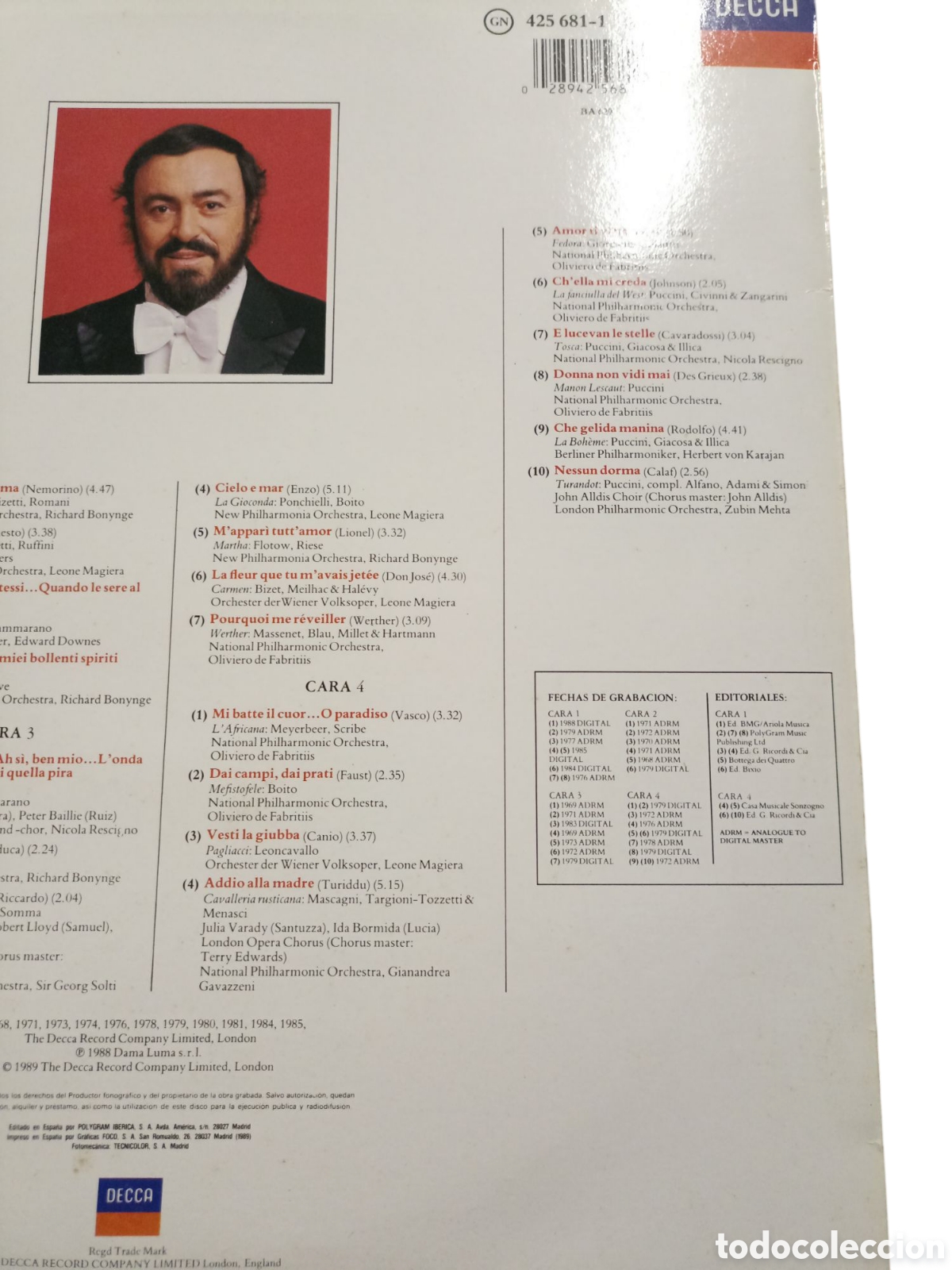 Discos de vinilo: Tutti Pavarotti 2 lp selecci&oacute;n - Foto 2