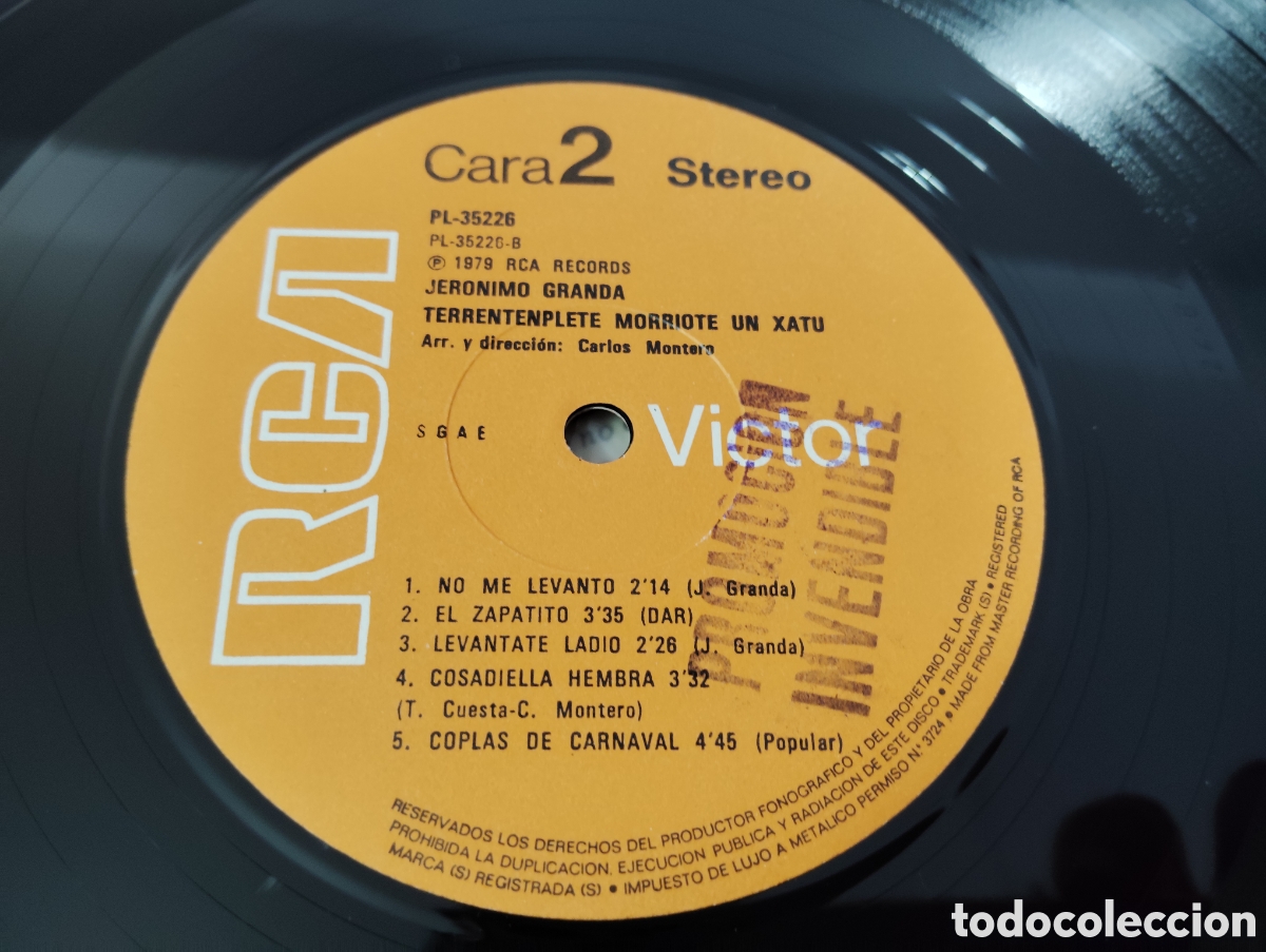 Discos de vinilo: JERONIMO GRANDA - TERRENTENPLETE MORRIOTE UN XATU - Foto 3