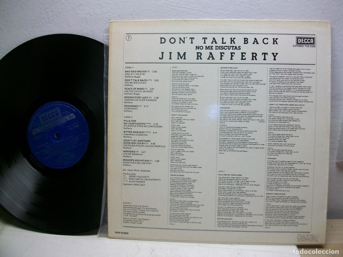 Discos de vinilo: JIM RAFFERTY -DONT TALK BACK LP 1978 - Foto 2
