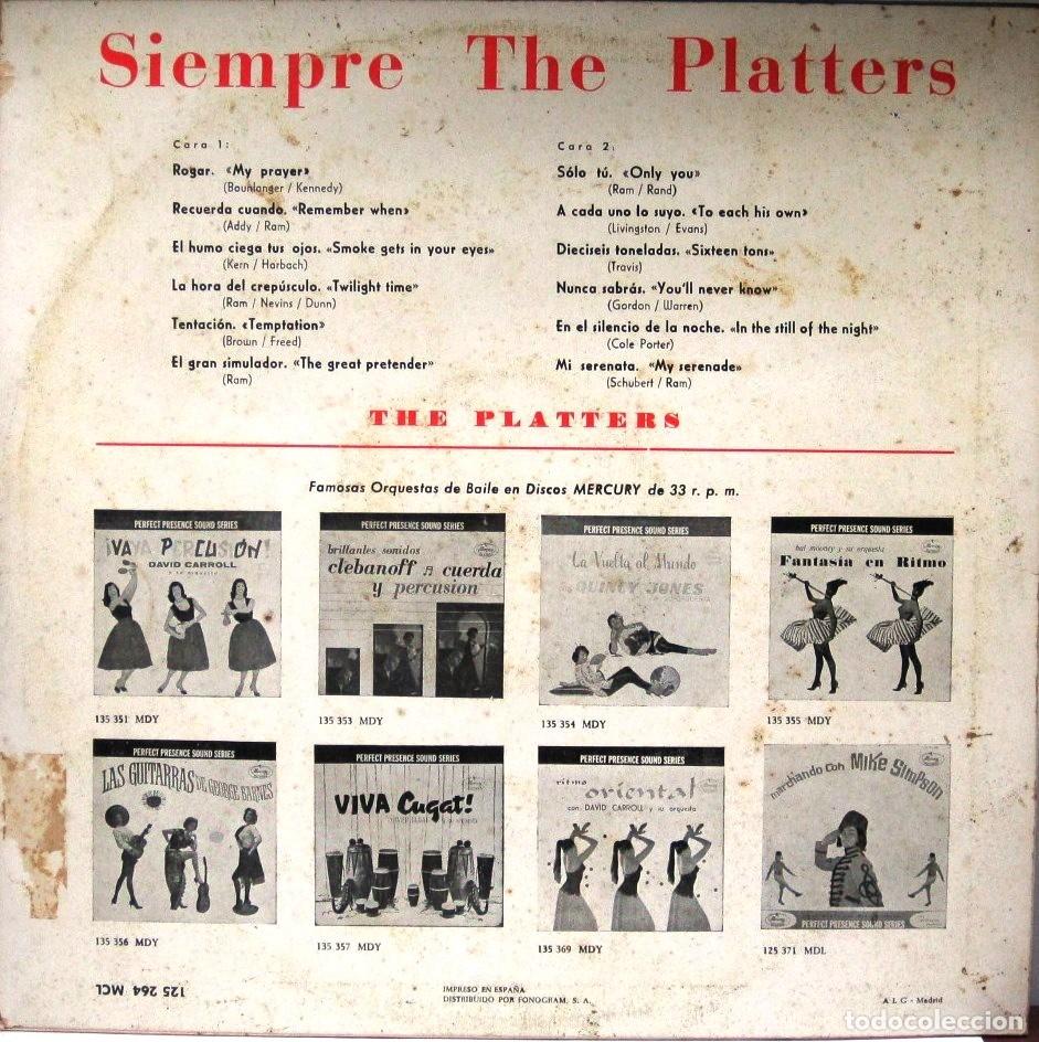 Discos de vinilo: THE PLATTERS - SIEMPRE - LP - Foto 2