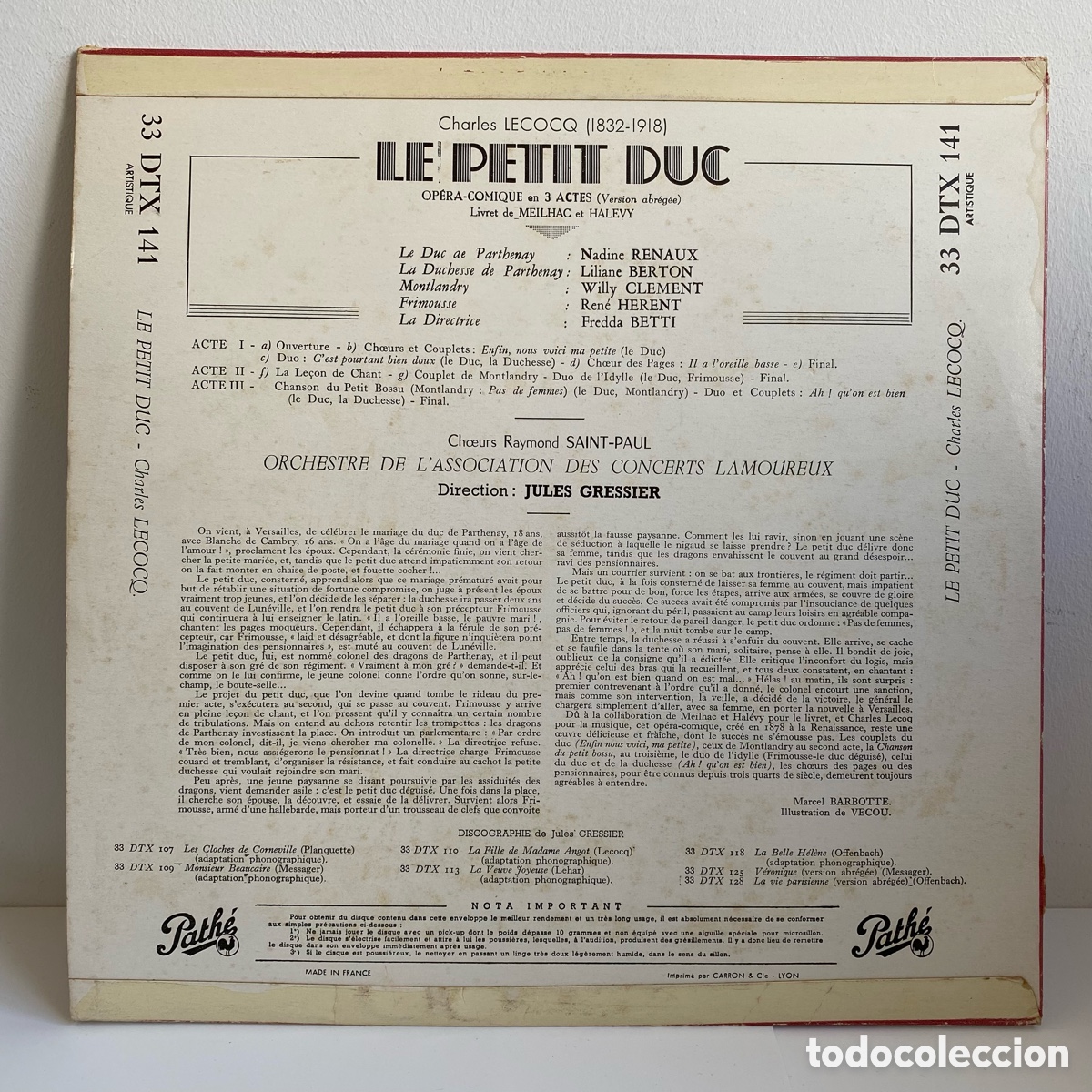 Discos de vinilo: Lecocq - Jules Gressier - Le Petit Duc (LP) - Foto 2