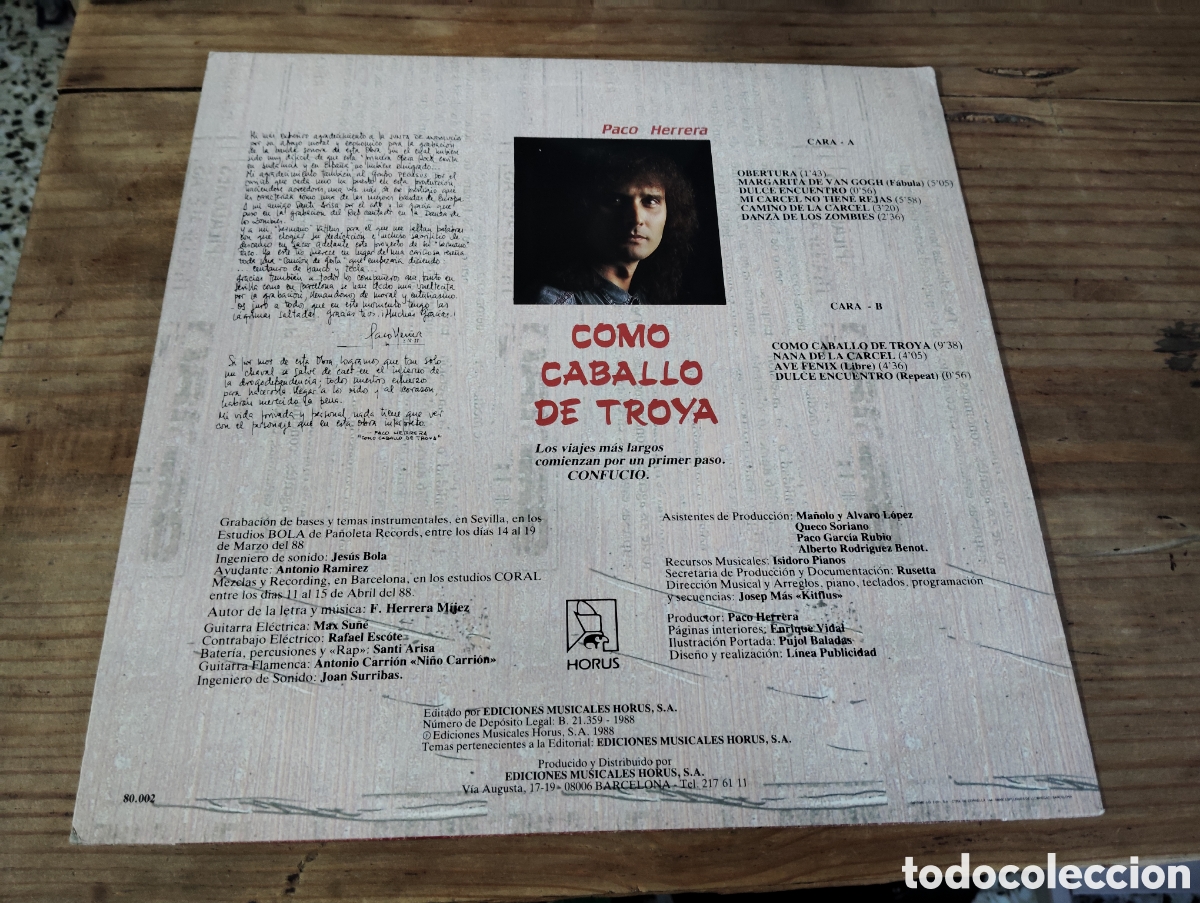 Discos de vinilo: PACO HERRERA - COMO CABALLO SE TROYA , 1988 - Foto 2