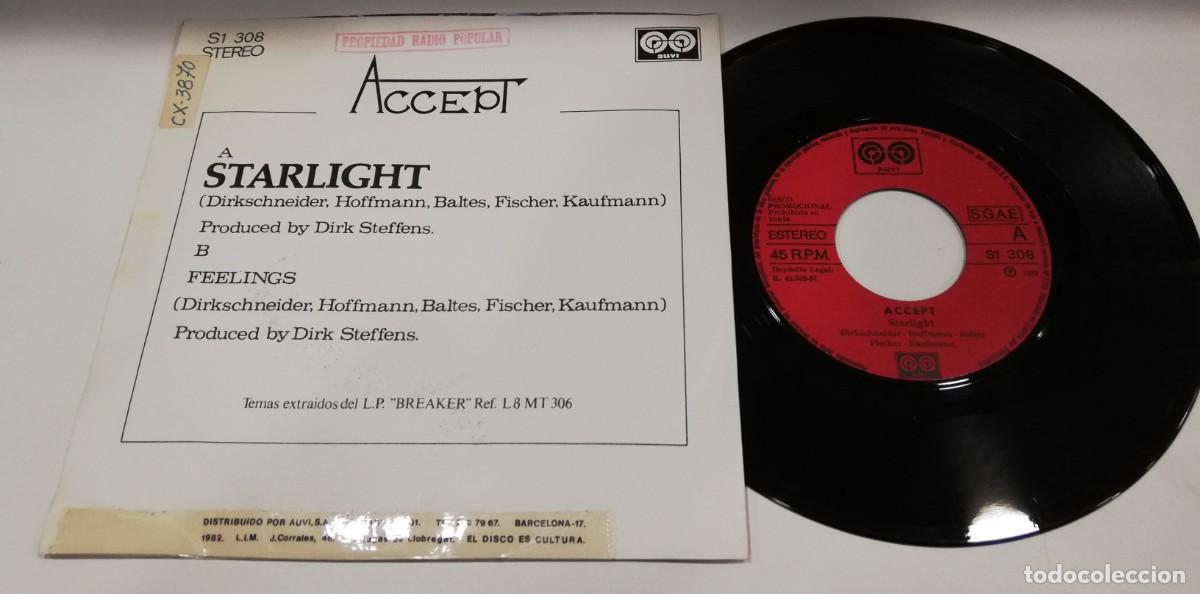 Discos de vinilo: MOSTRADOR-Accept - Starlight (7&rdquo;, Single, Promo) - Foto 2