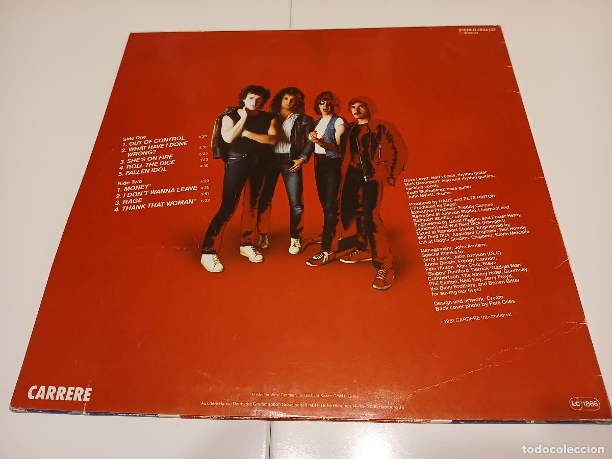 Discos de vinilo: RAGE -OUT OF CONTROL- (1981) LP DISCO VINILO - Foto 2