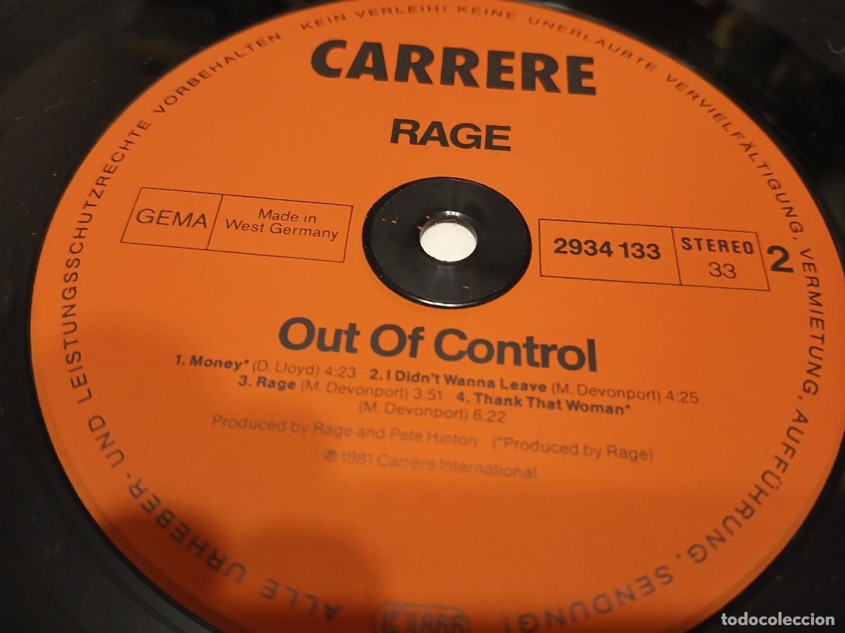 Discos de vinilo: RAGE -OUT OF CONTROL- (1981) LP DISCO VINILO - Foto 8