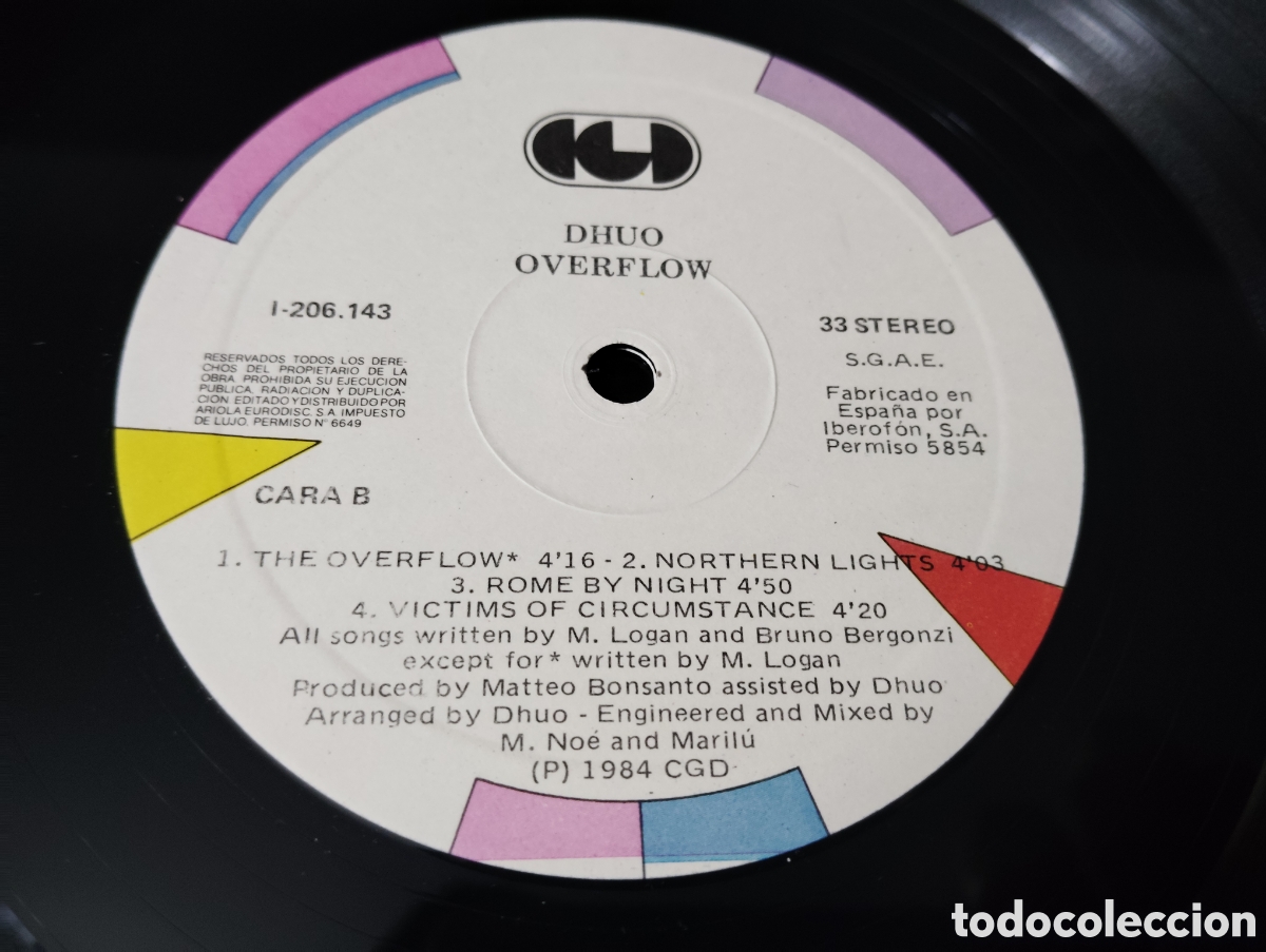 Discos de vinilo: DHUO - OVERFLOW , 1984 ESPA&Ntilde;A - Foto 3