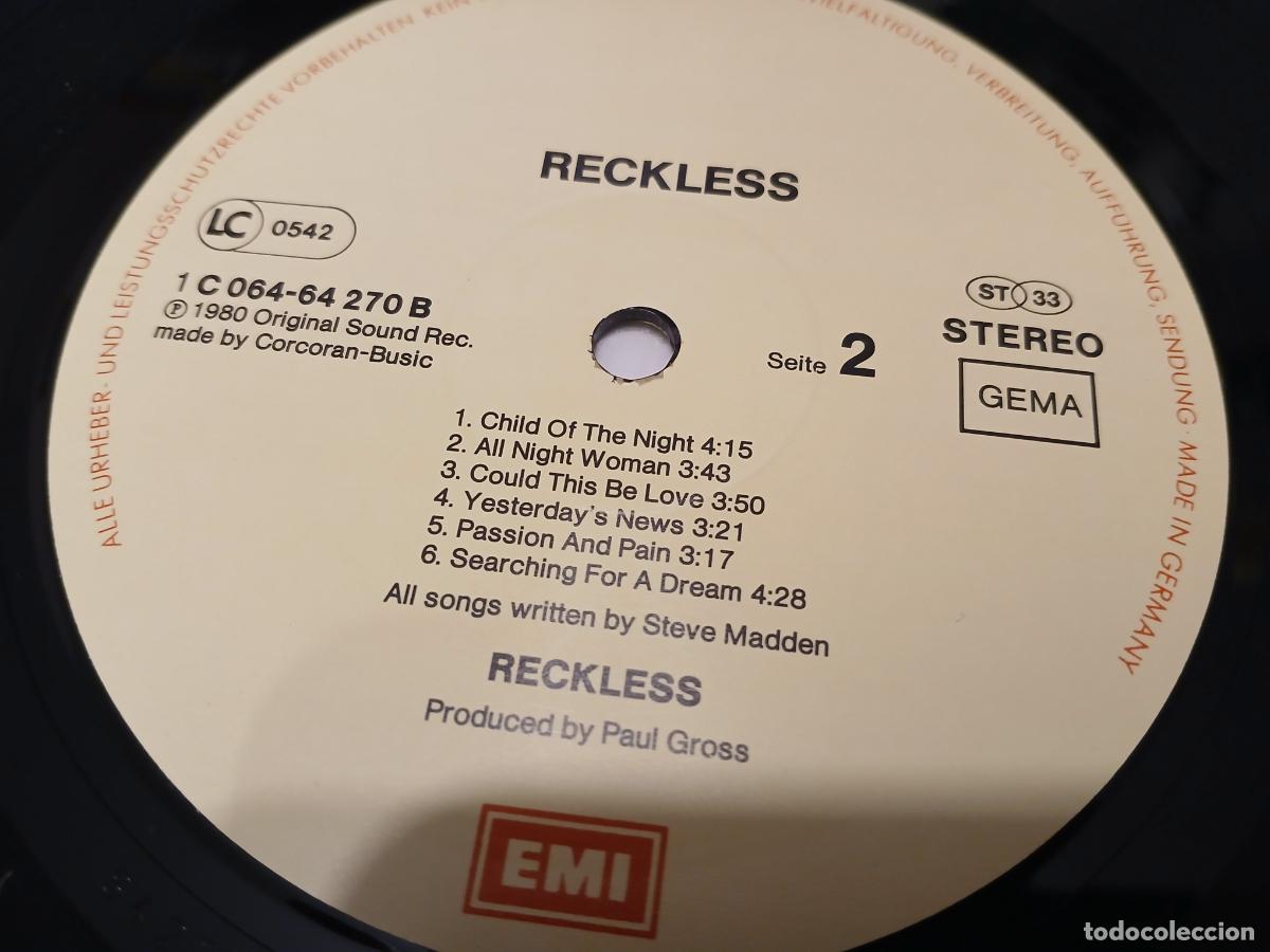 Discos de vinilo: RECKLESS -RECKLESS- (1980) LP DISCO VINILO - Foto 2