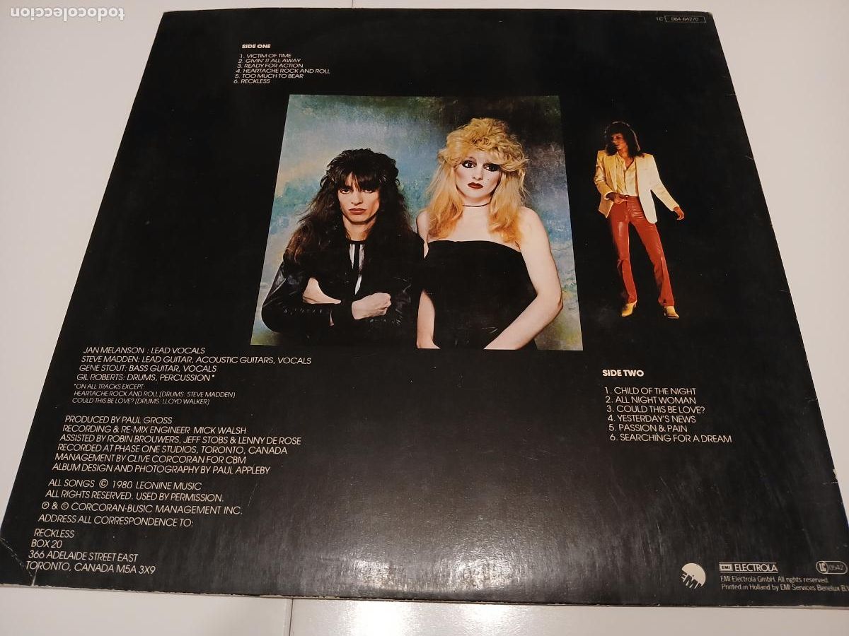 Discos de vinilo: RECKLESS -RECKLESS- (1980) LP DISCO VINILO - Foto 7