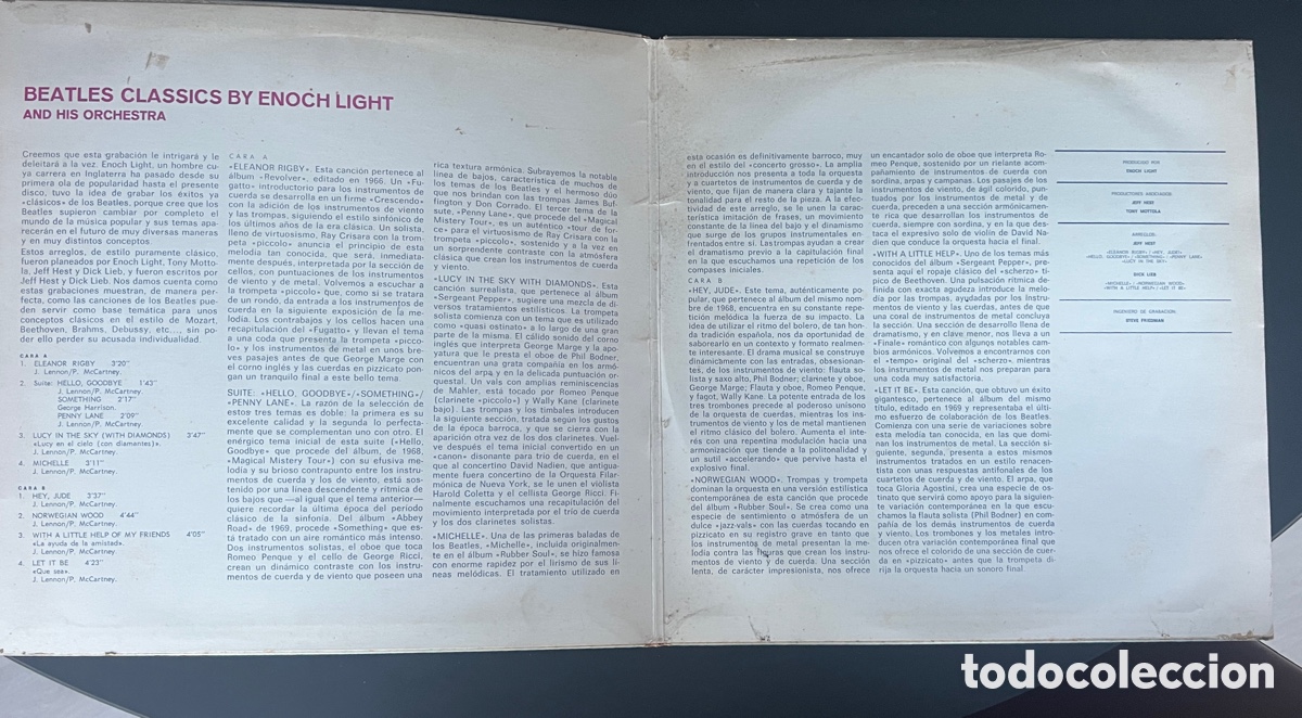 Discos de vinilo: Beatles Classics = Enoch Ligth orcheste = Hispavox 1974 - Foto 3