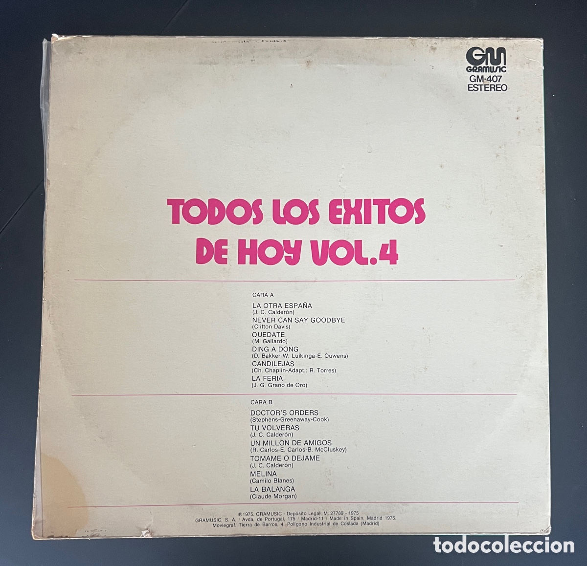 Discos de vinilo: Todos Los &Eacute;xitos De Hoy Vol.4 LP - Foto 2