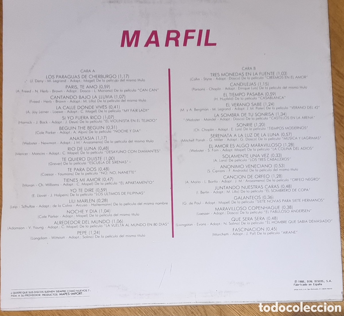 Discos de vinilo: Marfil &rdquo;De cine&rdquo; LP vinilo - Foto 2