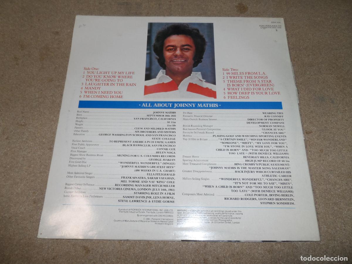 Discos de vinilo: Johnny Mathis &ndash; 99 Miles From L.A. (UK 1981) - Foto 2