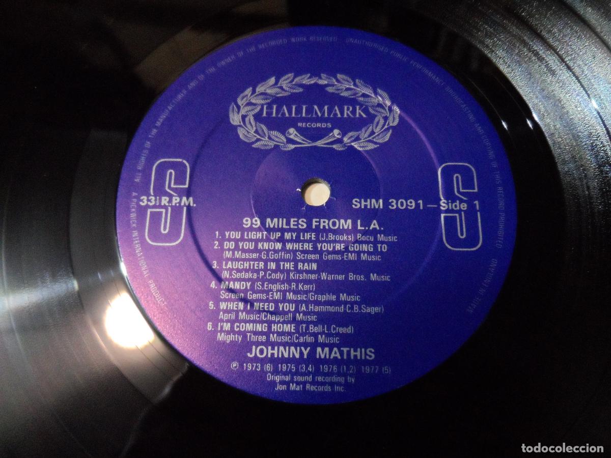 Discos de vinilo: Johnny Mathis &ndash; 99 Miles From L.A. (UK 1981) - Foto 3