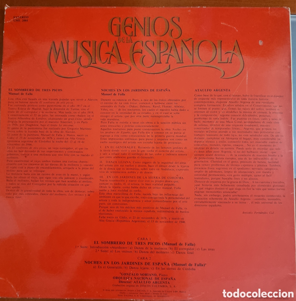 Discos de vinilo: Genios de la m&uacute;sica Espa&ntilde;ola Falla LP vinilo - Foto 2