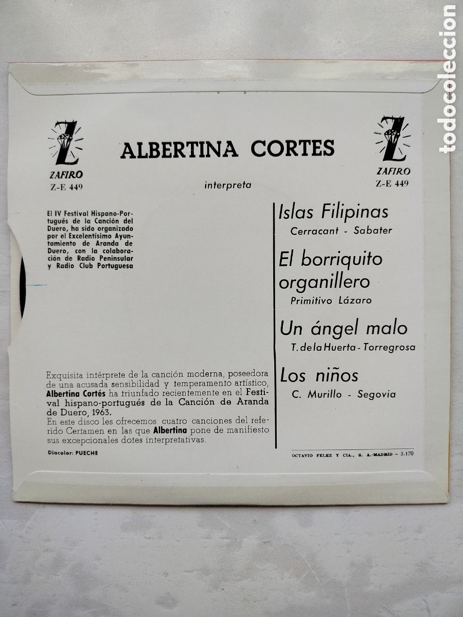 Discos de vinilo: Albertina Cort&eacute;s EP 1963 - Foto 2