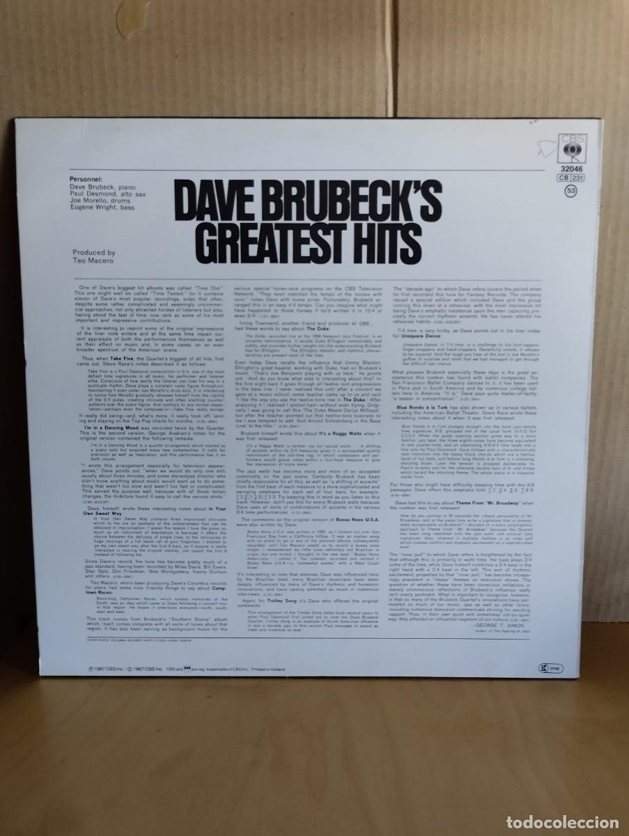 Discos de vinilo: DAVE BRUBECK&acute;S ---- GREATEST HITS - Foto 2