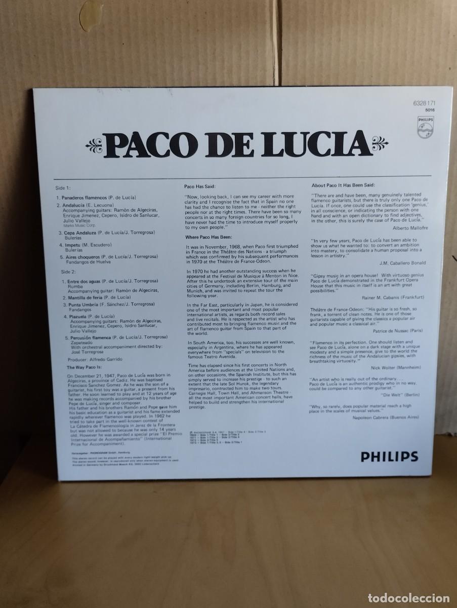 Discos de vinilo: PACO DE LUCIA ---- ENTRE DOS AGUAS - Foto 2