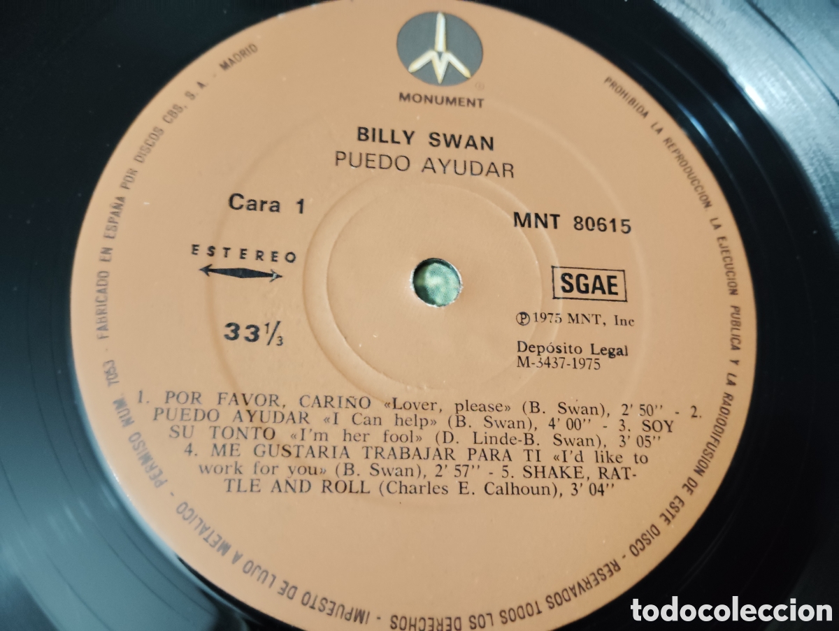 Discos de vinilo: BILLY SWAN - I CAN HELP , 1975 ESPA&Ntilde;A - Foto 2