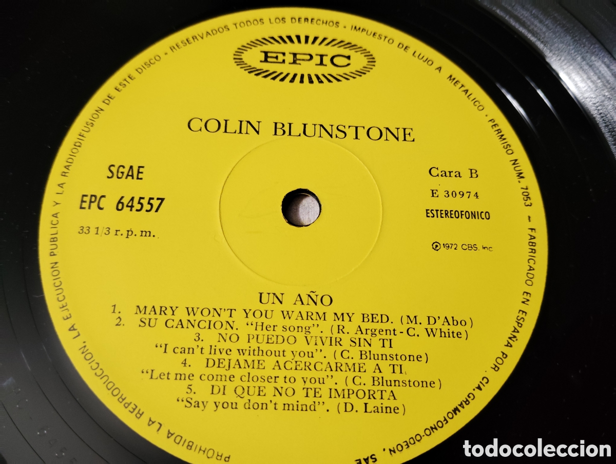 Discos de vinilo: COLIN BLUNSTONE - ONE YEAR , 1972 - Foto 3