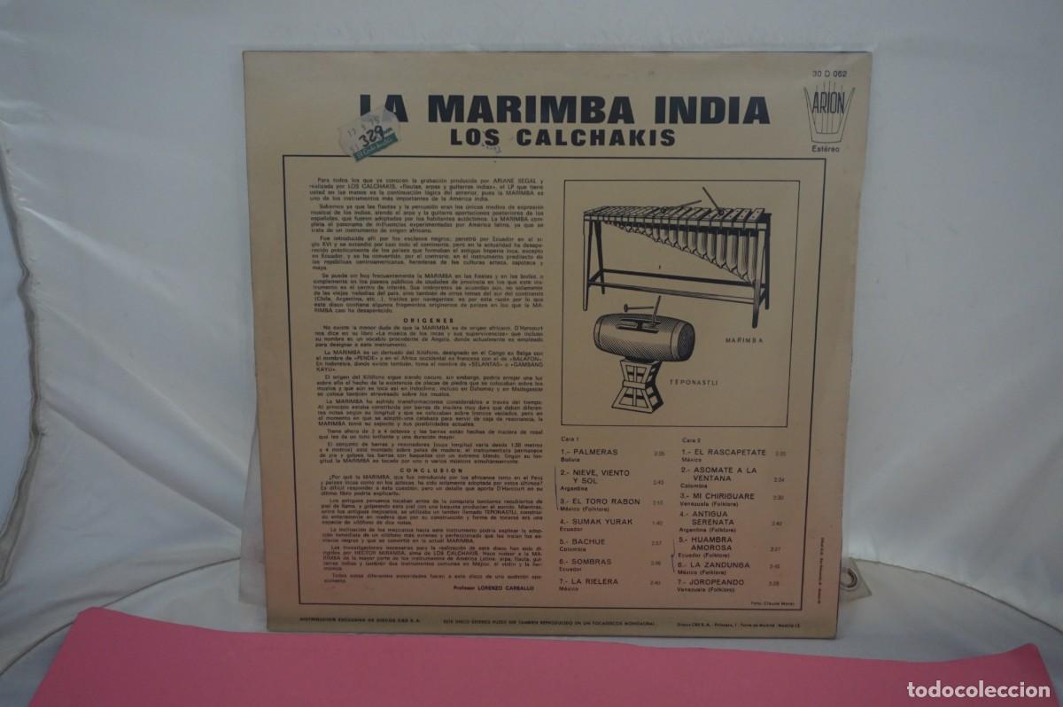 Discos de vinilo: LP - LA MARIMBA INDIA - LOS CALCHAKIS - VINILO COMO NUEVO - Foto 3