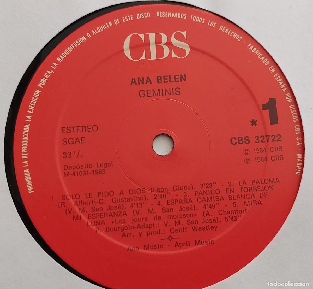 Discos de vinilo: Lp vinilo. Ana Belen. Geminis. - Foto 3