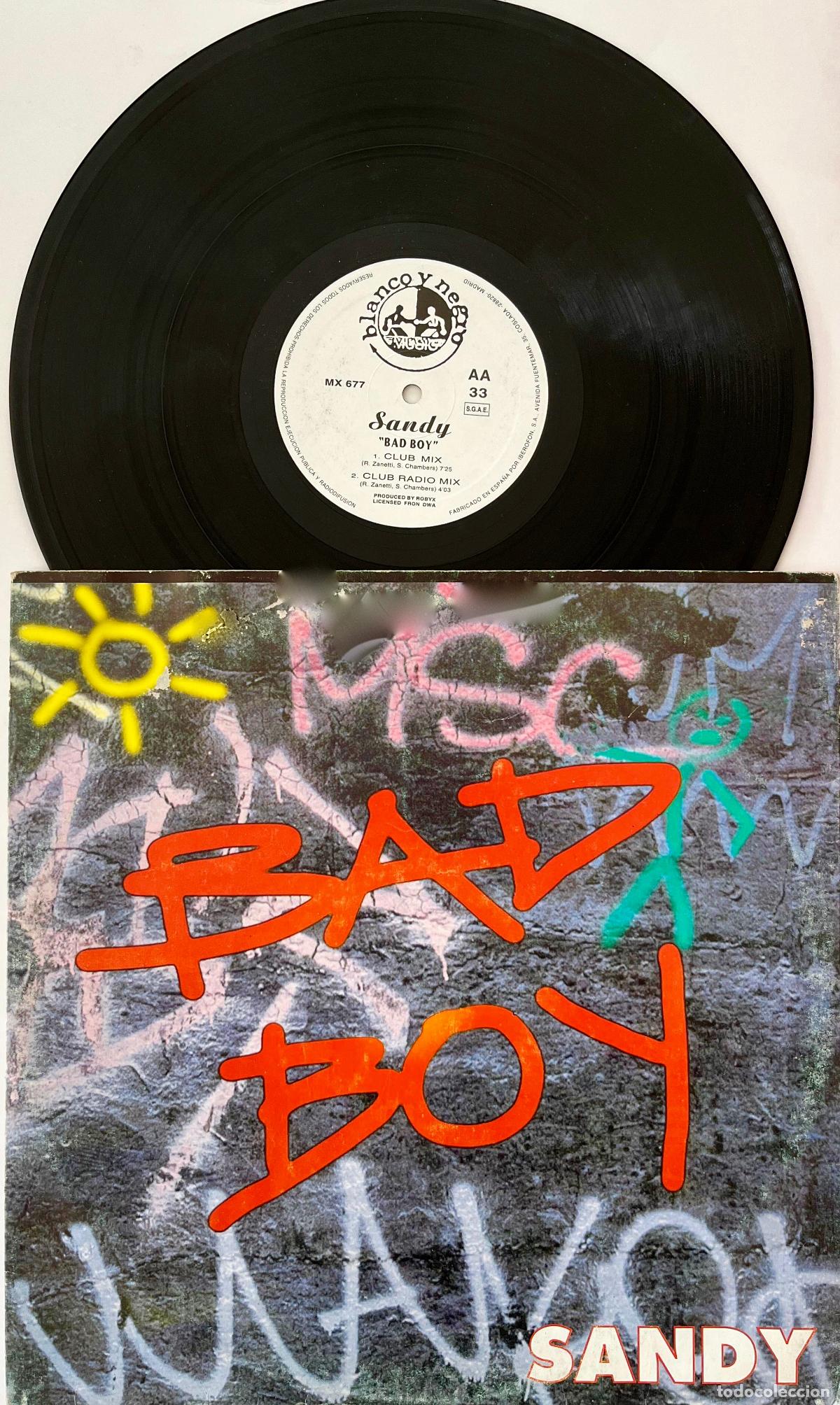 Discos de vinilo: SANDY. BAD BOY. MAXISINGLE ESPA&Ntilde;A 4 TEMAS. 1995 - Foto 1