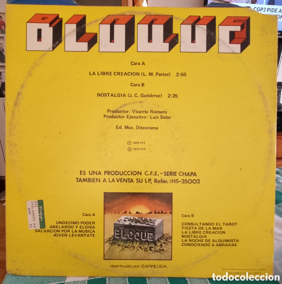 Discos de vinilo: Bloque La libre creaci&oacute;n Sp vinilo - Foto 2